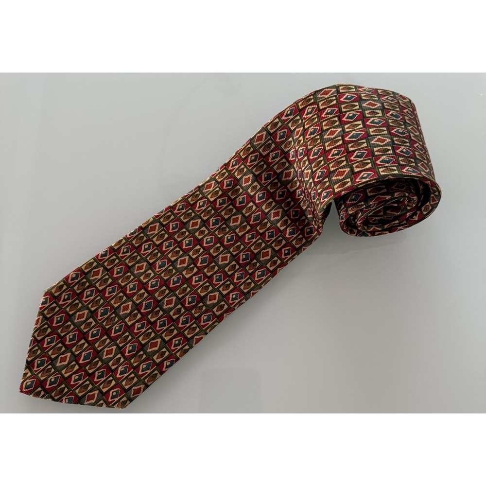 Brooks Brothers Makers Tie Mens Standard Size Silk Diamond Pattern Preppy